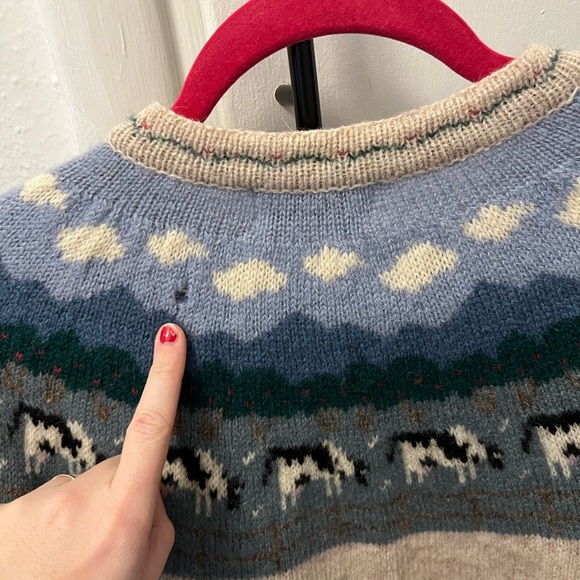 Vintage Vermont Wool Cow Cardigan Sweater Large - Picture 4 of 4